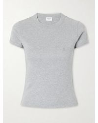 Saint Laurent - Cropped Jersey T-Shirt - Lyst