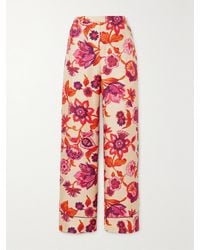 La DoubleJ - Pantalon De Pyjama En Serge De Soie À Imprimé Fleuri - Lyst