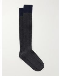 Johnstons of Elgin - Ainsley Two-Tone Cashmere-Blend Socks - Lyst