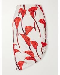 Carolina Herrera - Asymmetrical Floral-Print Cady Midi Skirt - Lyst