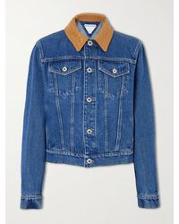 Bottega Veneta - Intrecciato Leather-Trimmed Denim Jacket - Lyst