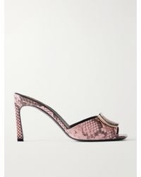 Roger Vivier - Trompette 85 Embellished Snake-Effect Leather Mules - Lyst
