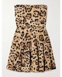 Agua Bendita - Caudal Strapless Embellished Leopard-Print Cotton-Blend Mini Dress - Lyst
