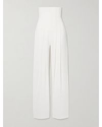 Norma Kamali - Pleated Stretch-Jersey Wide-Leg Pants - Lyst