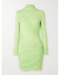 GAUGE81 - Kores Draped Neon Stretch-Jersey Turtleneck Mini Dress - Lyst