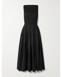 Doen - Melie Shirred Paneled Pleated Organic Cotton-Poplin Midi Dress - Lyst