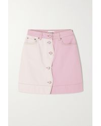 Ganni Two-tone Organic Denim Mini Skirt - Pink