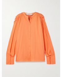 Another Tomorrow - Gathered Organic Cotton-Voile Shirt - Lyst