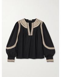 Ulla Johnson - Laurenza Ricrac And Grosgrain-Trimmed Cotton-Poplin Blouse - Lyst