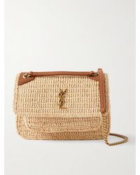 Saint Laurent - Niki Mini Leather-Trimmed Raffia Shoulder Bag - Lyst