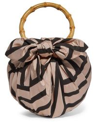 Emily Levine Dumpling Tote Aus Einer Gestreiften Seidenmischung Mit Knoten - Schwarz