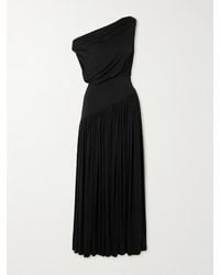 Abadia - Asymmetrisches Maxikleid Aus Stretch-Bambus Mit Jersey-Besatz Und Falten - Lyst