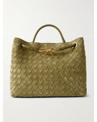 Bottega Veneta - Andiamo Medium Leather-Trimmed Intrecciato Suede Tote - Lyst