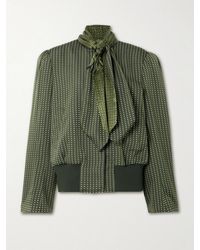 Dries Van Noten - Tie-Neck Printed Satin-Trimmed Twill Bomber Jacket - Lyst