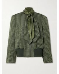 Dries Van Noten - Tie-Neck Printed Satin-Trimmed Twill Bomber Jacket - Lyst