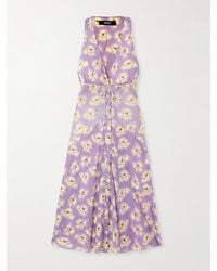 Versace - Belted Floral-Print Silk-Blend Georgette Midi Dress - Lyst