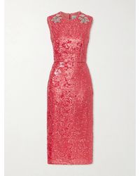 Erdem - Crystal-Embellished Sequined Satin Midi Dress - Lyst