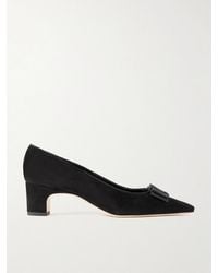 Manolo Blahnik - Reador 50 Bow-Detailed Suede Pumps - Lyst