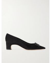 Manolo Blahnik - Reador 50 Pumps Aus Veloursleder Mit Schleife - Lyst