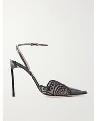 Tom Ford - 105 Lace And Patent-Leather-Trimmed Pumps - Lyst