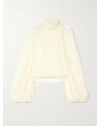 Stella McCartney - Open-Back Gathered Silk-Crepon Blouse - Lyst