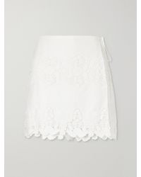 Miguelina - Embroidered Cotton And Linen-Blend Skort - Lyst