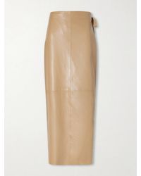 Nour Hammour - Paneled Leather Maxi Wrap Skirt - Lyst