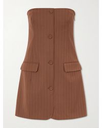 Jean Paul Gaultier - Strapless Pinstriped Wool-Blend Twill Mini Dress - Lyst