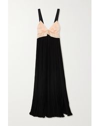 Chloé Two-tone Pleated Silk Gown - Black