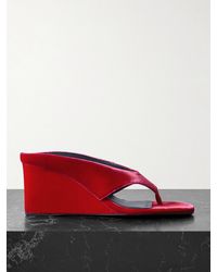 Alaïa - Cube 75 Velvet Wedge Thong Sandals - Lyst