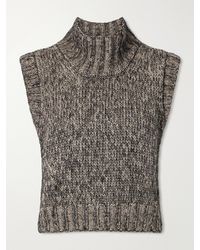 KHAITE - Fawn Cashmere, Mohair And Silk-Blend Mélange Sweater Vest - Lyst