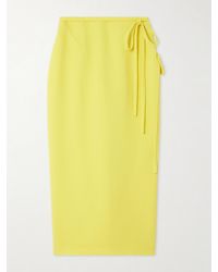 Emilia Wickstead - Rieve Tie-Detailed Crepe Midi Skirt - Lyst