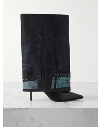 Jimmy Choo - Jean Paul Gaultier 90 Printed Denim And Leather Over-The-Knee Boots - Lyst