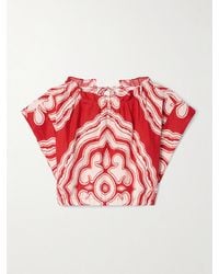 lemlem - Muna Cropped Printed Linen Top - Lyst