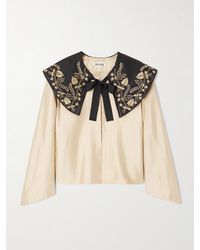 Bode - Gilt Bead-Embellished Grosgrain-Trimmed Dupioni Jacket - Lyst
