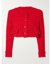 Dolce & Gabbana - Cropped Frayed Cotton-Blend Tweed Jacket - Lyst