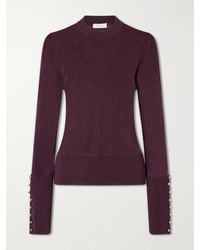Rabanne - Ribbed Embellished Wool And Silk-Blend Sweater - Lyst