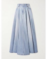 Balenciaga - Godet Paneled Denim Maxi Skirt - Lyst