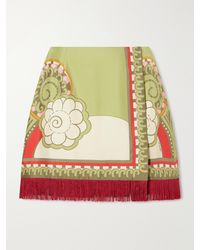 La DoubleJ - Foulard Fringed Silk-Twill Mini Skirt - Lyst
