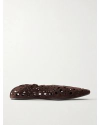 Alaïa - Neo Vienne Perforated Suede Ballet Flats - Lyst