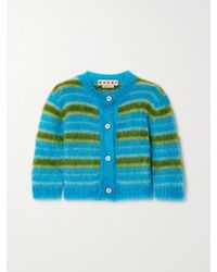 Marni - Cropped Striped Mohair-blend Cardigan - Lyst