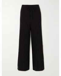 TOTEME - Cable-Knit Wool And Cashmere-Blend Wide-Leg Pants - Lyst