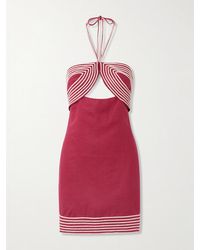 ANDRES OTALORA - De Coco Neckholder-Minikleid Aus Leinen Mit Stickereien - Lyst