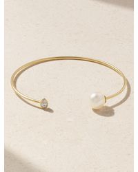 Mizuki - 14-Karat, Pearl And Diamond Cuff - Lyst