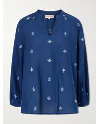 Emporio Sirenuse - Ilizia Embroidered Cotton And Silk-Blend Blouse - Lyst