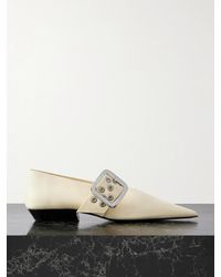 Jil Sander - Eyelet-Embellished Leather Mary-Jane Ballet Flats - Lyst