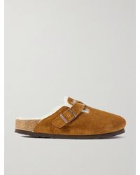 Birkenstock - Boston Slippers Aus Veloursleder Mit Shearling-Futter - Lyst
