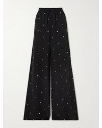 Stella McCartney - Hose Mit Weitem Bein Aus Crêpe Mit Kristallen - Lyst