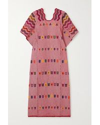 Pippa Holt + Net Sustain Kaftan Aus Gestreifter Baumwolle Mit Stickereien - Rot