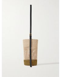 KHAITE - Billie Leather-Trimmed Two-Tone Raffia Bucket Bag - Lyst